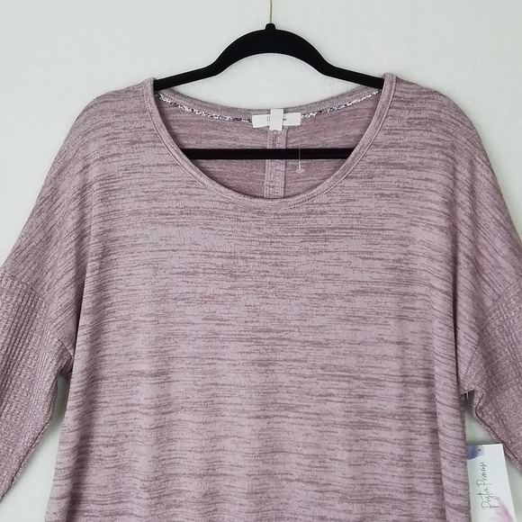 Peyton Primrose Womens Knit Top Sweater 1X Pink Long Sleeve Waffle Knit Scoop - Picture 3 of 9